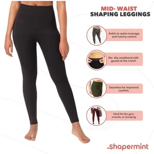 NWT‎ Shapermint Essentials Seamless Comfort Mid-Waist Shaping Leggings thumbnail 2