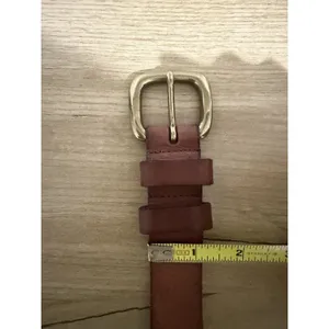 Casual Tan Leather Belt Antique Solid Brass Buckle‎ 1X 46" thumbnail 7