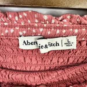 Abercrombie Fitch Mini Skirt Womens Large‎ Pink Polka Dot Smocked Pull On Preppy thumbnail 2