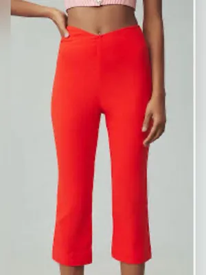 Anthropologie Maeve Structured Bombshell Capri Pants Red Orange 0 thumbnail 3