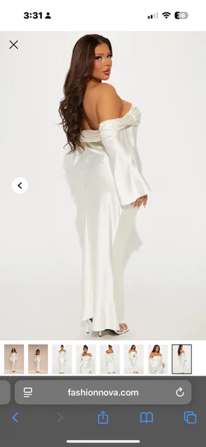 FashioNova Satin White Long Sleeve Dress thumbnail 7