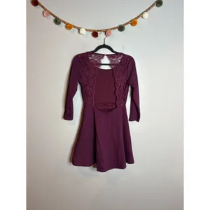 Lulus burgundy lacy open back skater dress thumbnail 2