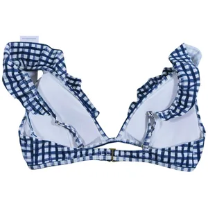 NWT Southern Tide Gingham Ruffle Bikini Top Swim Small Blue Preppy Coastal thumbnail 2