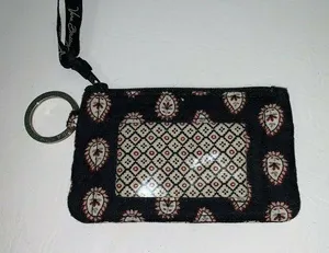 Vera Bradley Classic Black Zip Id Coin Case Retired thumbnail 1