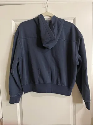 GAP Oversized Icon Full Zip Hoodie Blue Fleece Women’s Small Relaxed Fit thumbnail 3