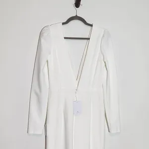 Lulus White Long Sleeve Mermaid Wedding Dress with Deep V-Neck NWT Size Small thumbnail 7
