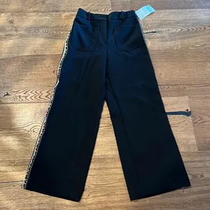 Zara NWT Extra small black,‎ wide leg trouser with track stripes on the s… thumbnail 1