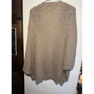 BCBGMAXAZRIA Runway Tan Knit Oversized Long Cardigan Crystal Button‎ Sweater XXS thumbnail 5