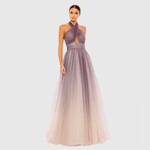 Mac Duggal 20376 Glitter Ombre Halter Neck Ballgown Maxi Dress size 8 Purple New thumbnail 10