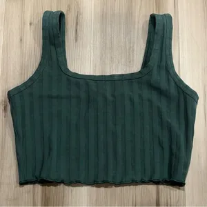 Offline by Aerie Green Ribbed Cropped Tank Top Women’s Small thumbnail 1