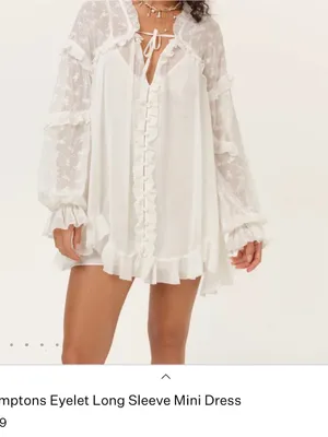 For The Love & Lemons Ivory Lace Ruffle Peasant Blouse and inside Dress thumbnail 2
