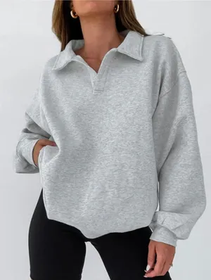 NWT! Commense Light Gray Minimalist Polo Sweatshirt Size XS thumbnail 2