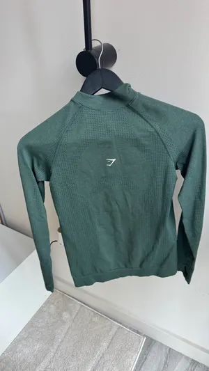 Green Zip-Up Gymshark White Athletic Jacket thumbnail 2
