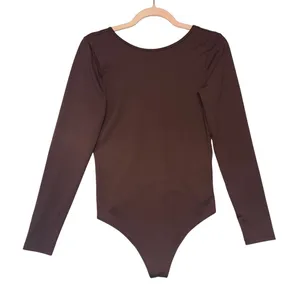 Abercrombie & Fitch Womens Long Sleeve Deep Open Back Bodysuit Brown Medium NWT‎ thumbnail 1