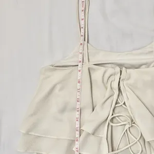 Free People Tropical Wave Cream Lace Back Crop Tank Top - M thumbnail 7