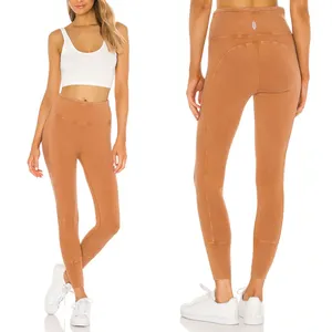Free People Movement |‎ Hot Shot Ribbed Lounge Leggings in Toasted Coconut | Med thumbnail 2
