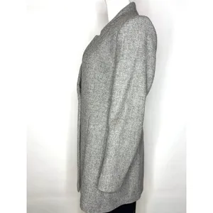 Zara Basic Grey Shetland Wool Coat Stand Collar Tailored Jacket Small Gray thumbnail 3