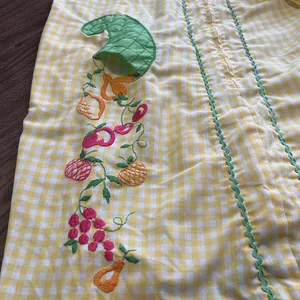 VTG Lisa Smock by Lisanne VINTAGE Yellow White Gingham Cornucopia thumbnail 4