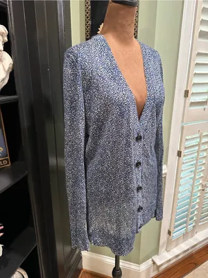 Ann Taylor LOFT Leopard Print Button‑Front Cardigan – Women’s Large thumbnail 3