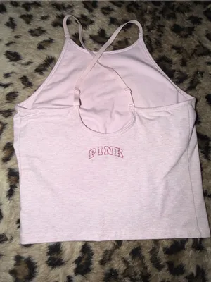 PINK Victoria's Secret Light Pink High Neck Crop Tank thumbnail 3