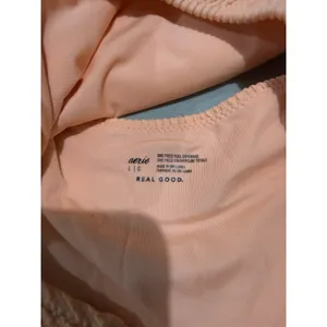 Aerie Ribbed Cut‎ Out Orange High Rise Cheeky Bathing Suit Women's Size L thumbnail 3