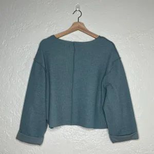 Urban‎ Outfitters Women's Jax Ribbed Notched Neck Long Sleeve Shirt Green XS thumbnail 3