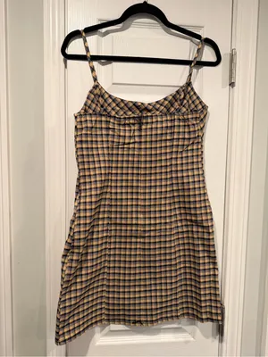 NWT Wild Fable Size S Navy Plaid Fitted Stretch Mini Dress Spaghetti Strap Y2K thumbnail 9