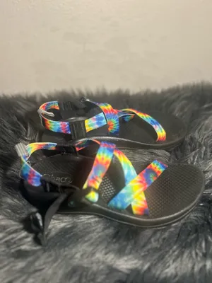 Chaco Rainbow Tie-Dye Strap Sport Sandal - Black Footbed Size 5 thumbnail 4