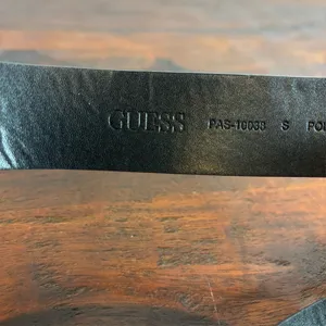 GUESS Womens Belt Black Embossed Logo Gold Rhinestone‎ Buckle Size S thumbnail 2