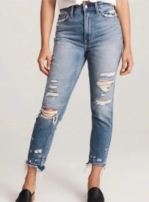 Abercrombie &‎ Fitch Annie High Rise Girlfriend Jeans Distressed Size 24 / 00R thumbnail 1