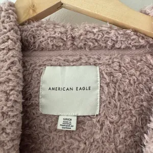 American Eagle Cozy Sherpa Clinched Hoodie Pullover Sweatshirt‎ Dusty Rose thumbnail 5