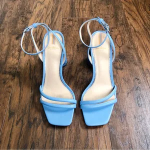 Sam Edelman • Kia Block Heel Sandal ankle strap square toe True Blue snakeskin thumbnail 3