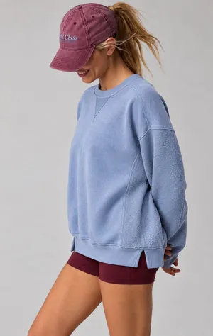 Aerie Fleece + Terry Cloth Sleeves Oversized Crewneck Sweatshirt. thumbnail 1