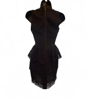 Lulus Kiss and Spell Black Crochet Lace Peplum Dress Size M thumbnail 3
