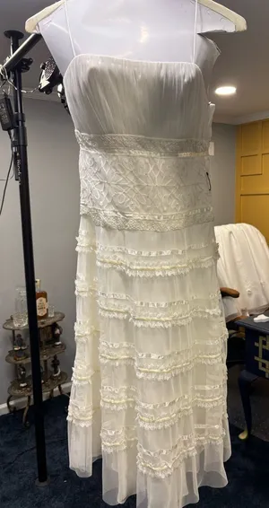 Ivory Tiered Lace Maxi Dress thumbnail 1