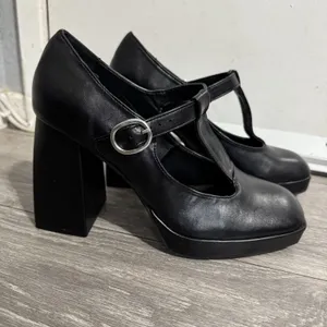 BAMBOO Black Academia‎ Platform Mary Jane Pumps Chucky Heel 9 Faux Leather Y2K thumbnail 12