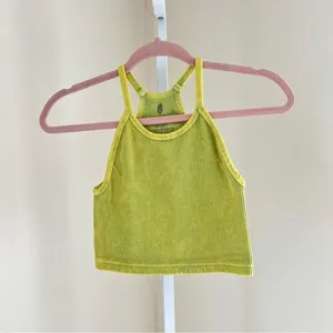 Nwot free people happiness runs tank womens xs/s green yellow distressed Color thumbnail 2