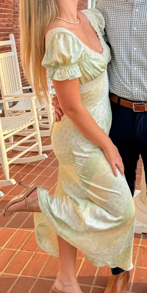 Silk Midi Dress Green thumbnail 1