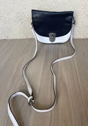 Patricia Nash Black and White Leather Two-Tone Crossbody thumbnail 1