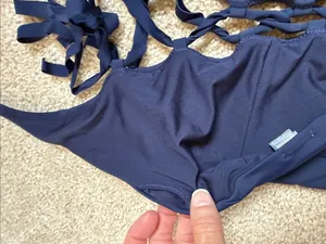 Aerie Navy Blue Lace Up Deep Plunge One Piece Swimsuit. Size Small thumbnail 5