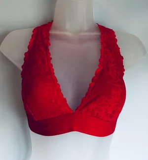 PINK Victoria's Secret Bralette Red Lace Large Fairy Coquette thumbnail 1