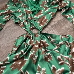 TCEC o ring‎ cutout Floral Green and Brown Women's Dress size M thumbnail 9