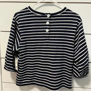 Maeve By Anthropologie Navy Blue & White Stripe Top NWT thumbnail 3