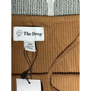The Drop Leslie Toasted Brown Ribbed Midi Dress XXS Side Slit‎ NWT thumbnail 3