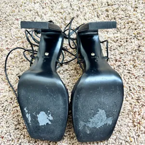 RAYE Black Strappy Lace-Up Platform Heels thumbnail 5