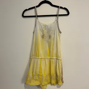 Vintage Y2K Free People Top Sleeveless Tank Yellow Tie Dye Embroidered 6 Small thumbnail 3