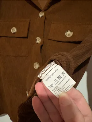 Zeagoo Fashion Cropped courdoroy Shacket Button‎ Down Crop Jacket brown size XS thumbnail 5