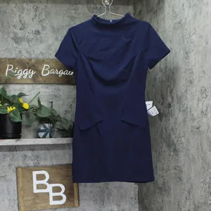 NWT B. Darlin Juniors Short Sleeve Mockneck Mini Dress 45UAP84 Navy Blue 9/10 thumbnail 6