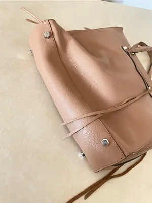 Rebecca Minkoff Side Zip Regan Leather Tote Bag Purse Tan thumbnail 7