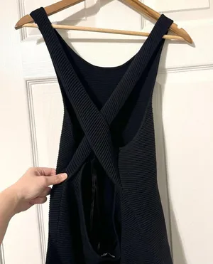 Abercrombie & Fitch Scuba Cross-Back Elevated Knit Ribbed Dress Size XL Black thumbnail 6